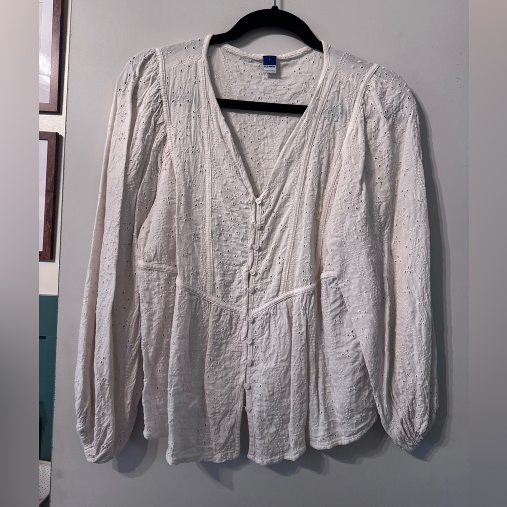 Old Navy Cream Eyelet Blouse